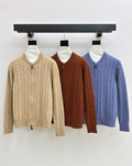 LORO PIANA/26 Fall-Winter Latest Old Money Style Outfit with Cable Knit Zipper Cardigan
