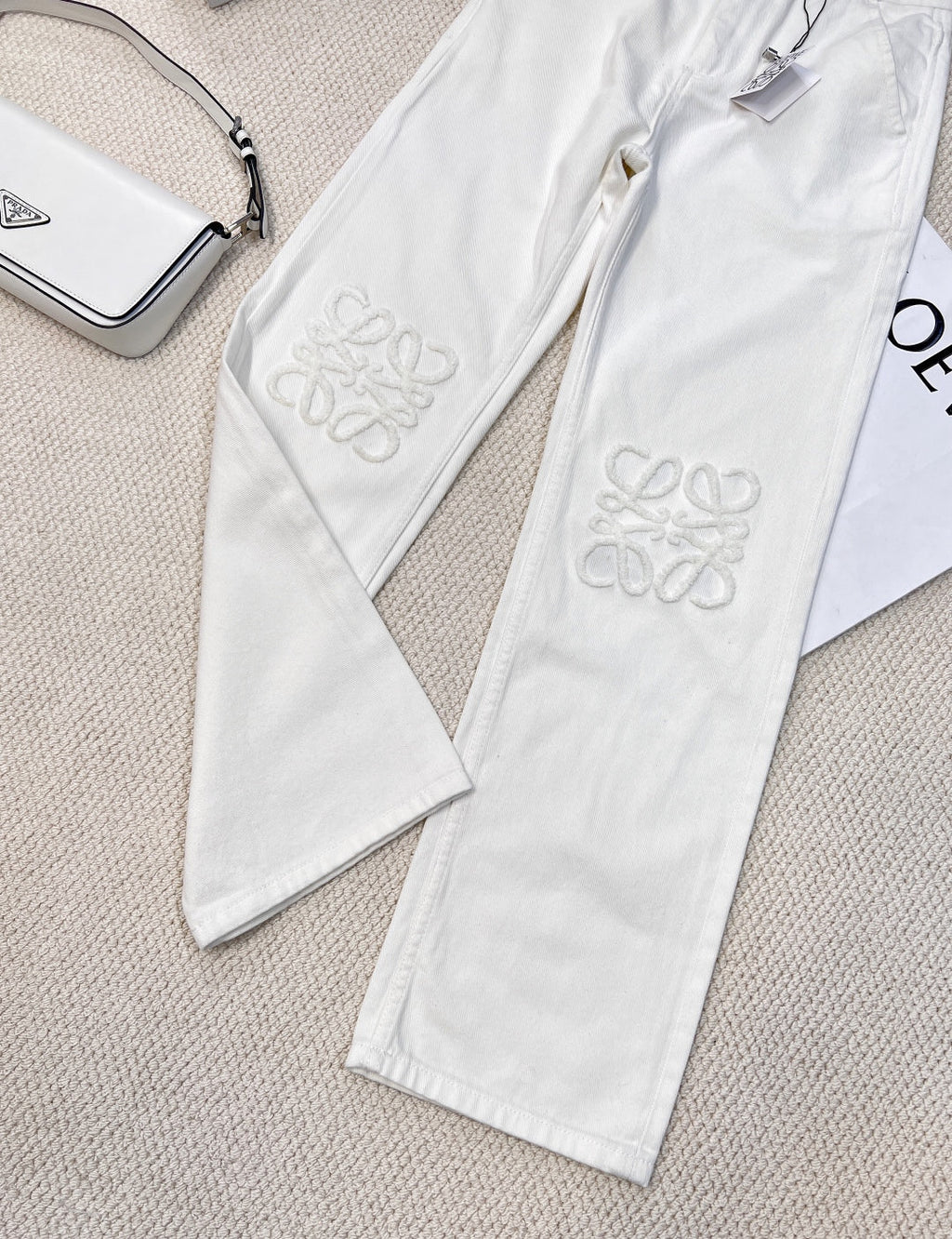 Classic white denim trousers