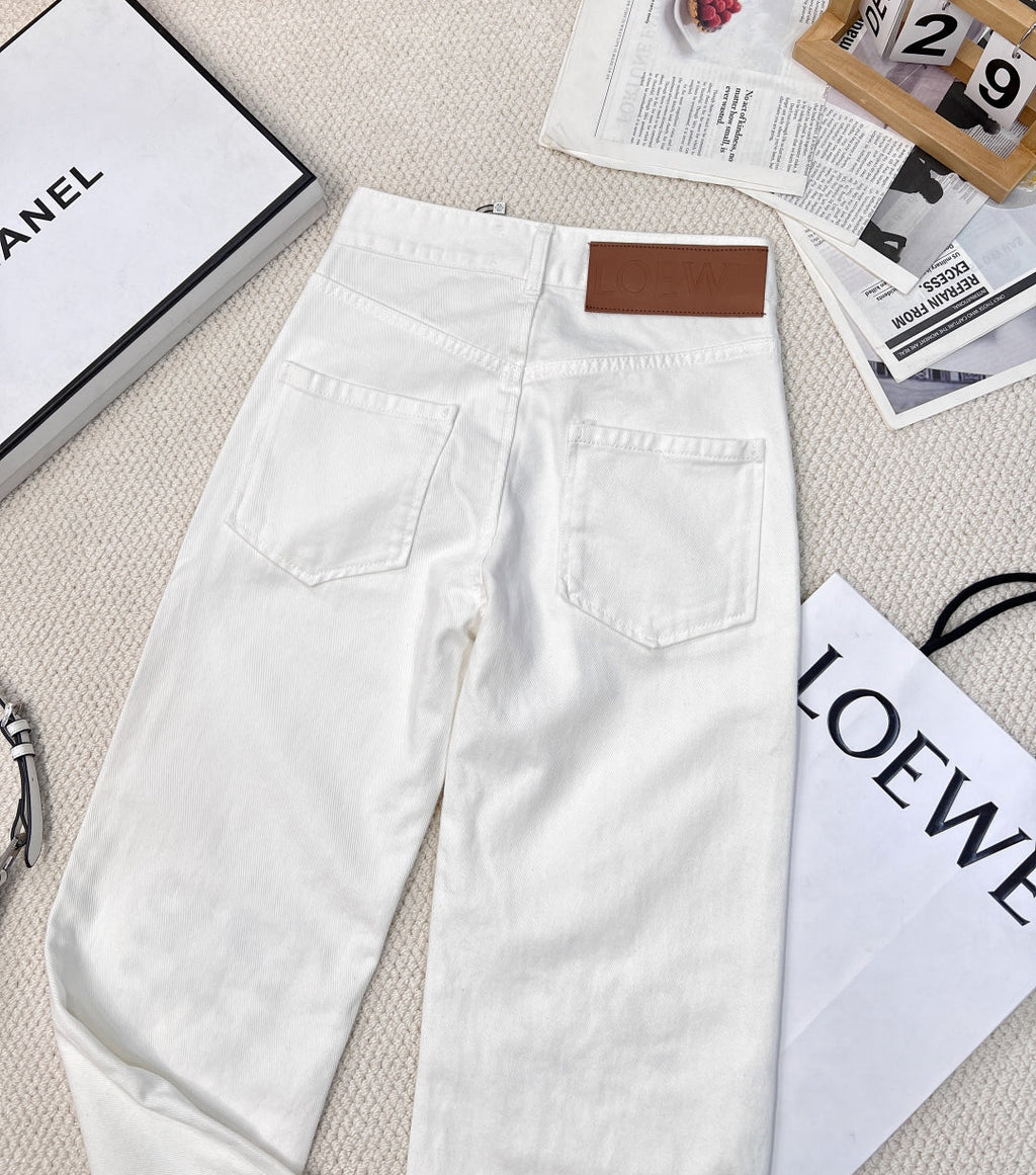 Classic white denim trousers