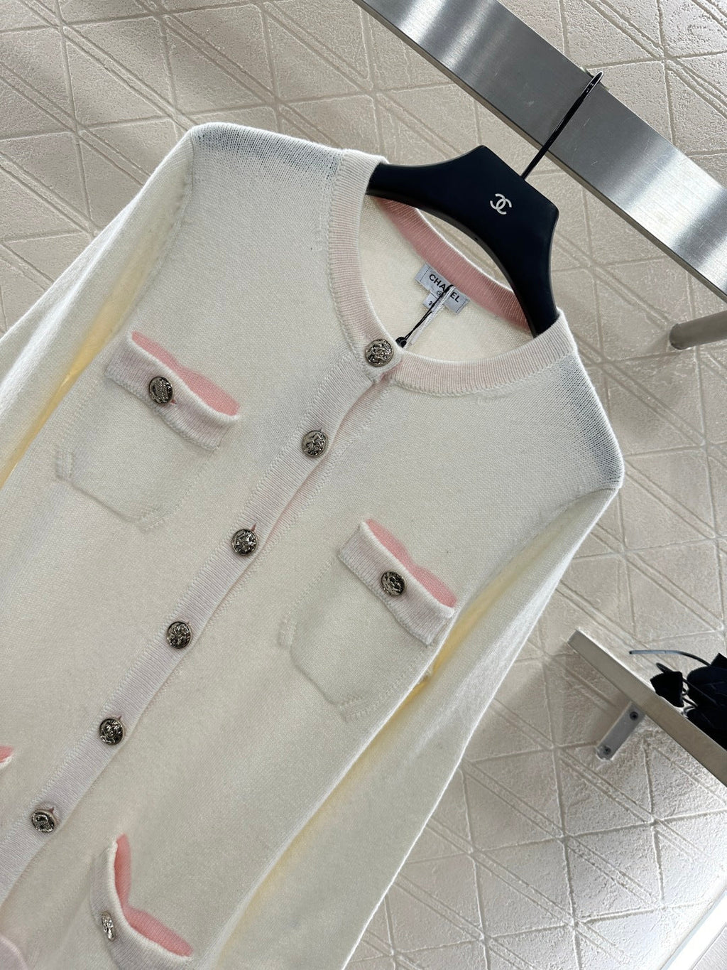 Contrast-Color Belted Knit Cardigan