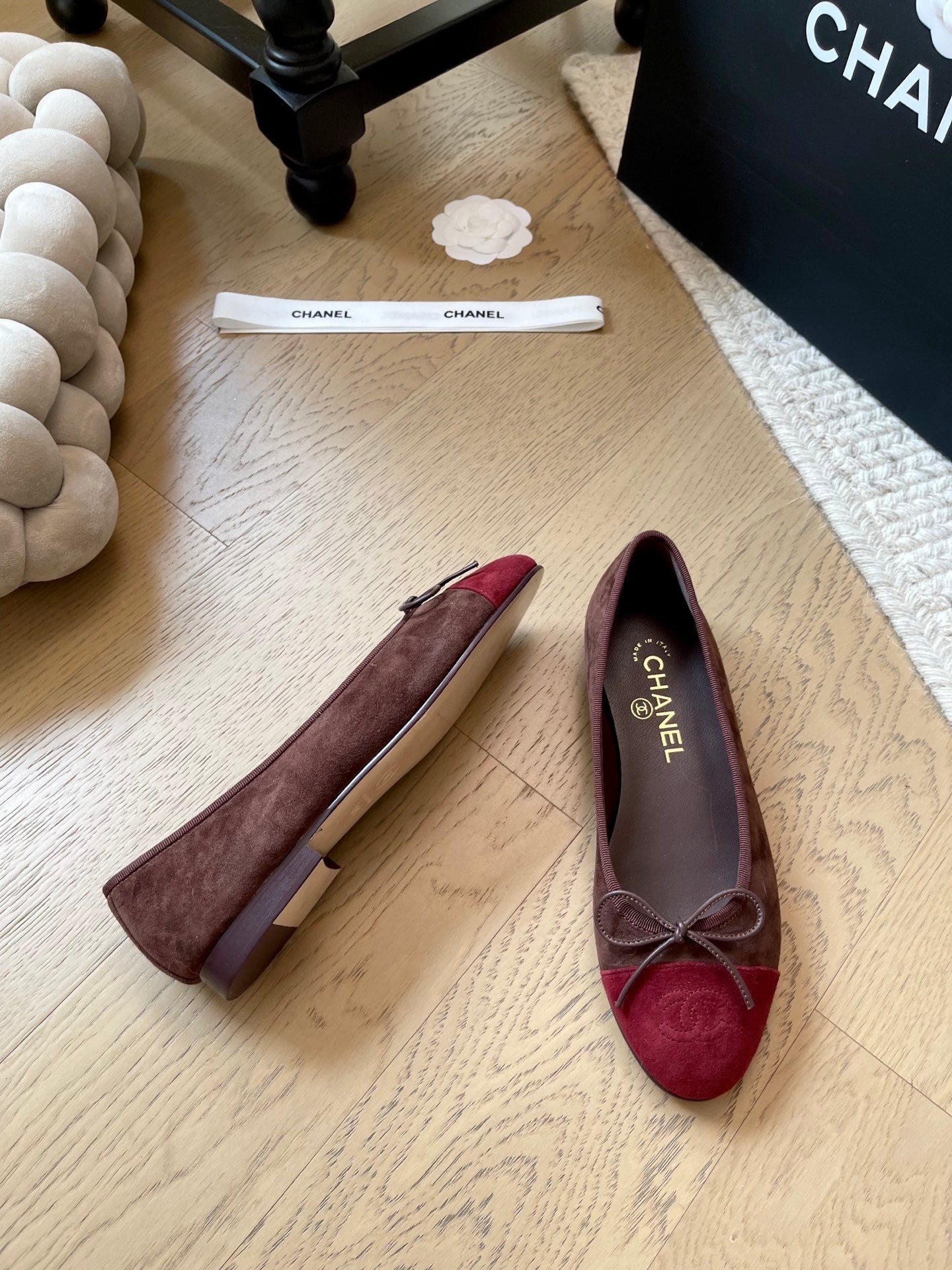 Suede ballet shoes