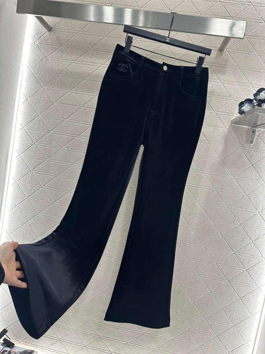 Flared Velvet Retro Trousers