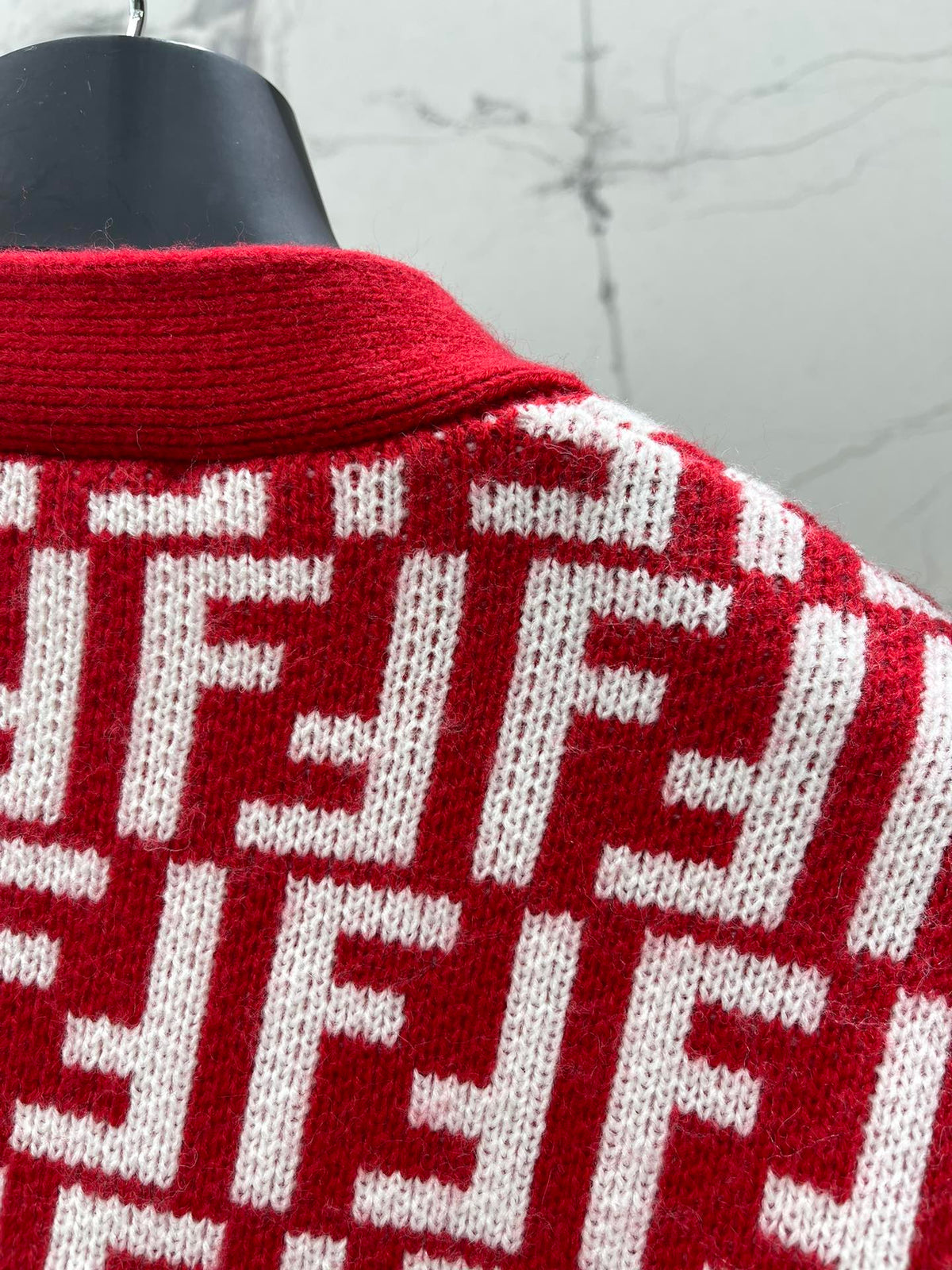Letter Jacquard Knit Cardigan