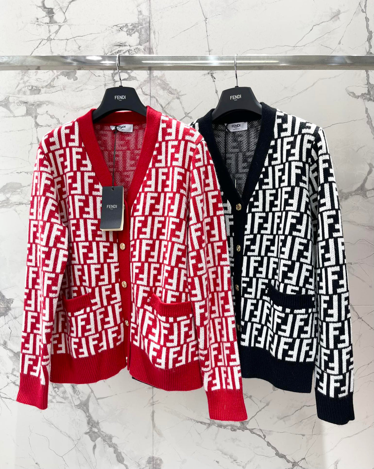 Letter Jacquard Knit Cardigan
