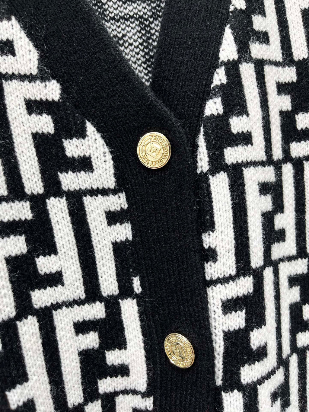 Letter Jacquard Knit Cardigan