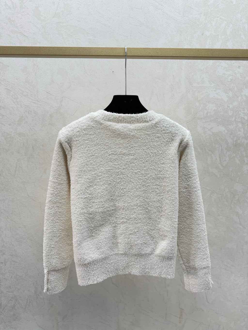 Letter Embroidered Crew Neck Knit Cardigan