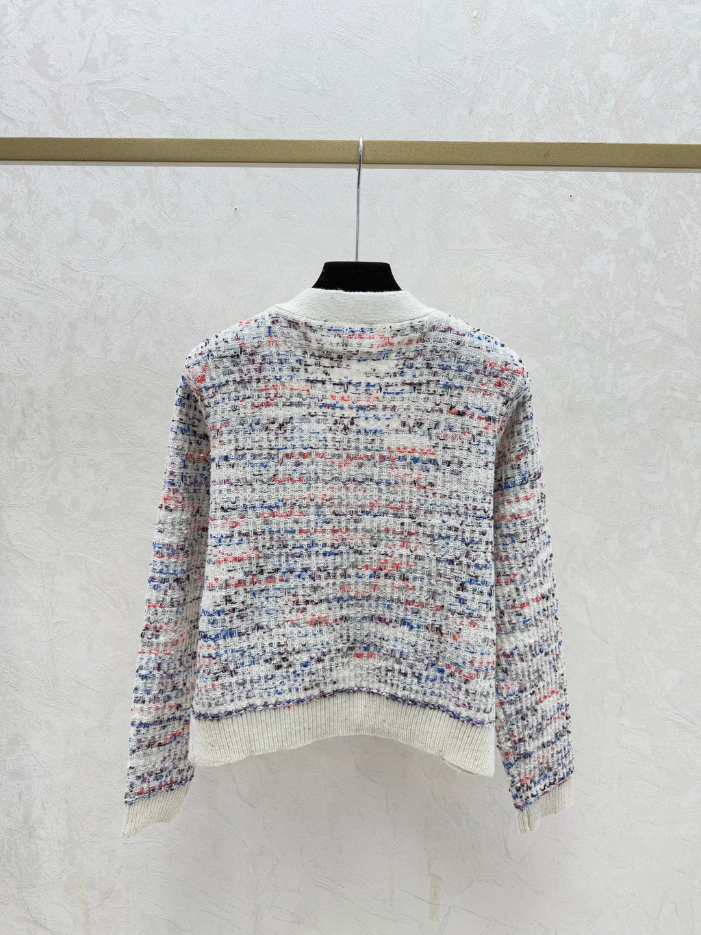 Color-blocked minimalist V-neck knit long-sleeved cardigan