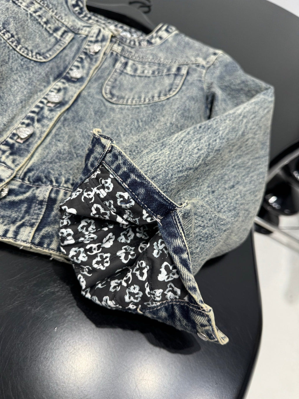 Denim Floral Quilted Jacket