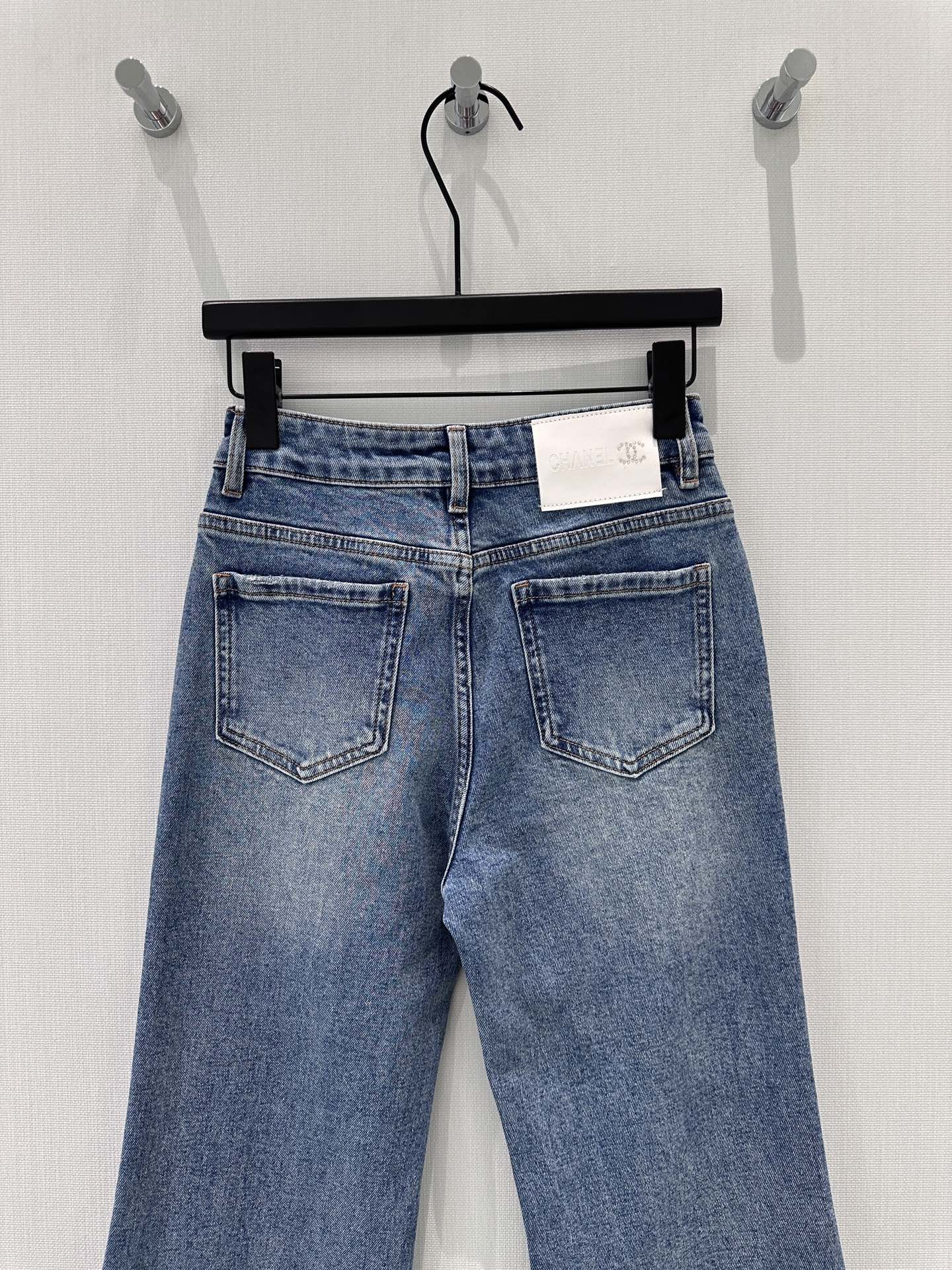 Gradient Flared Jeans with Rhinestone Pockets