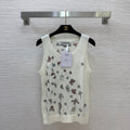 Butterfly Embroidered Stretch Knit Vest