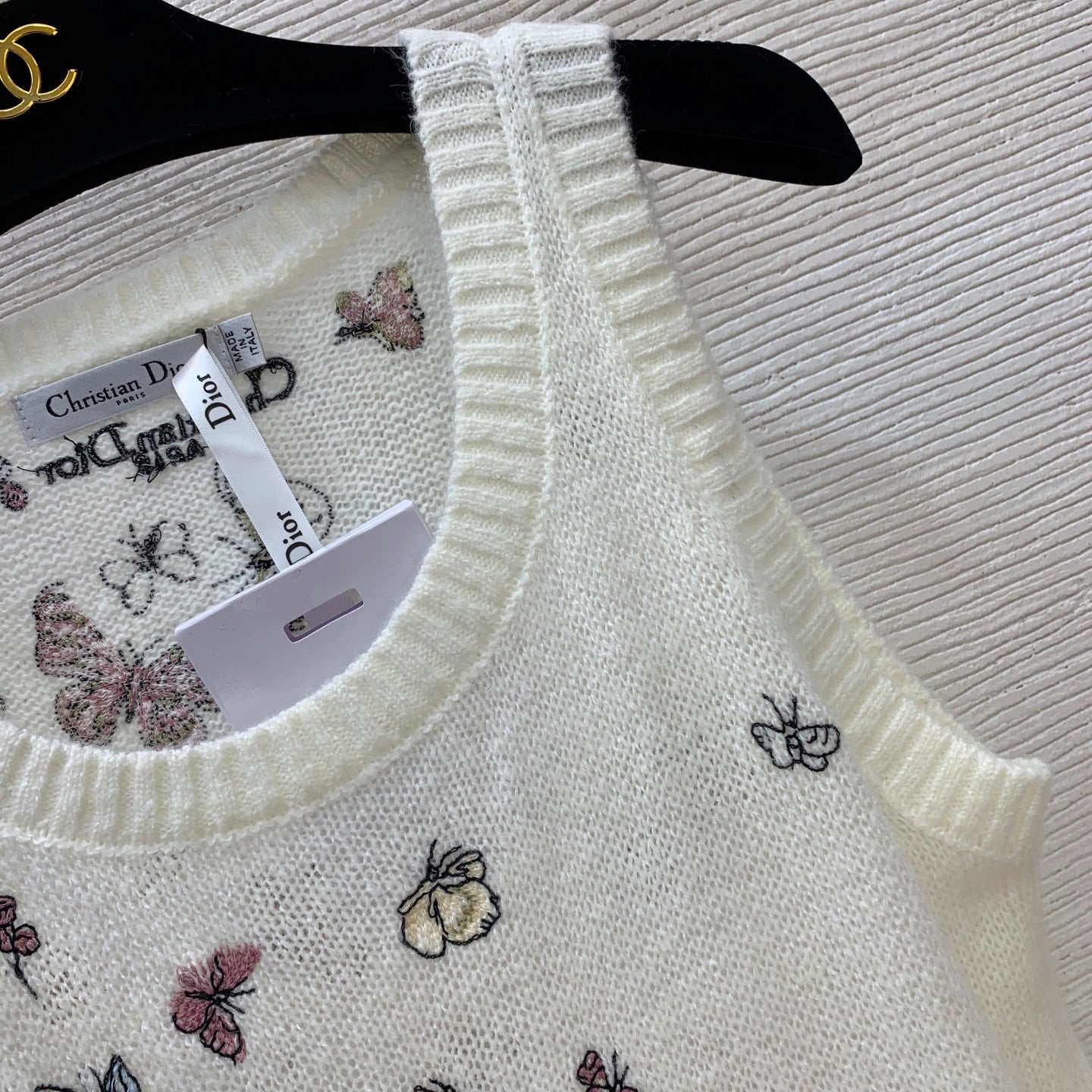 Butterfly Embroidered Stretch Knit Vest
