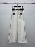 Embroidered logo wide-leg pants