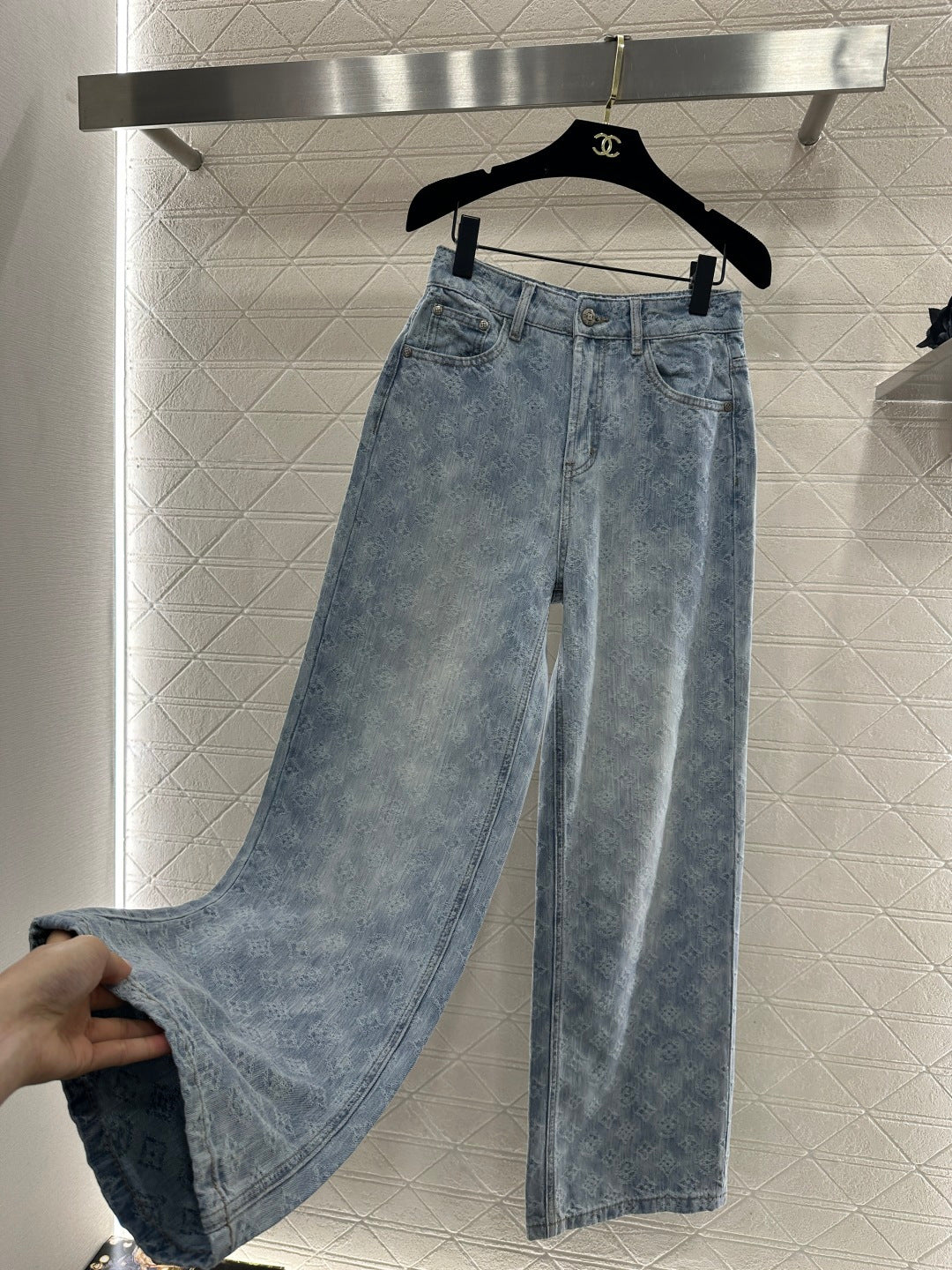 Jacquard Straight Leg Jeans