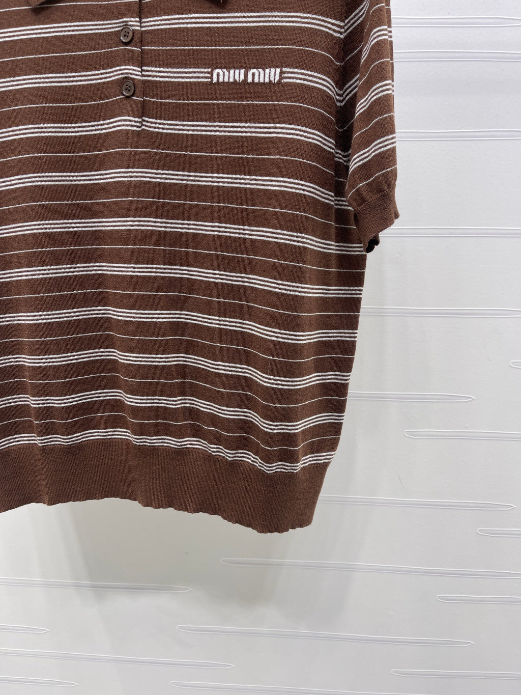 Striped Collared Knit Short-Sleeve T-Shirt