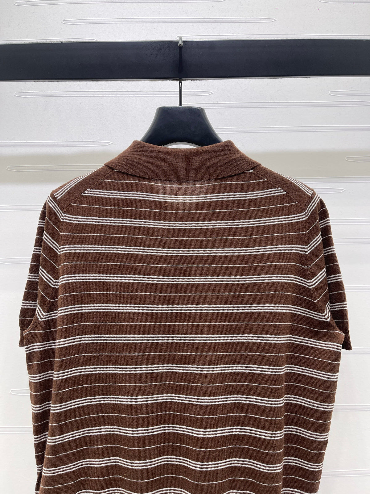 Striped Collared Knit Short-Sleeve T-Shirt