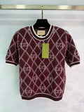 Burgundy Knit Short-Sleeve Cardigan