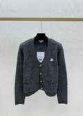 Solid color sequined V-neck knit long-sleeved cardigan