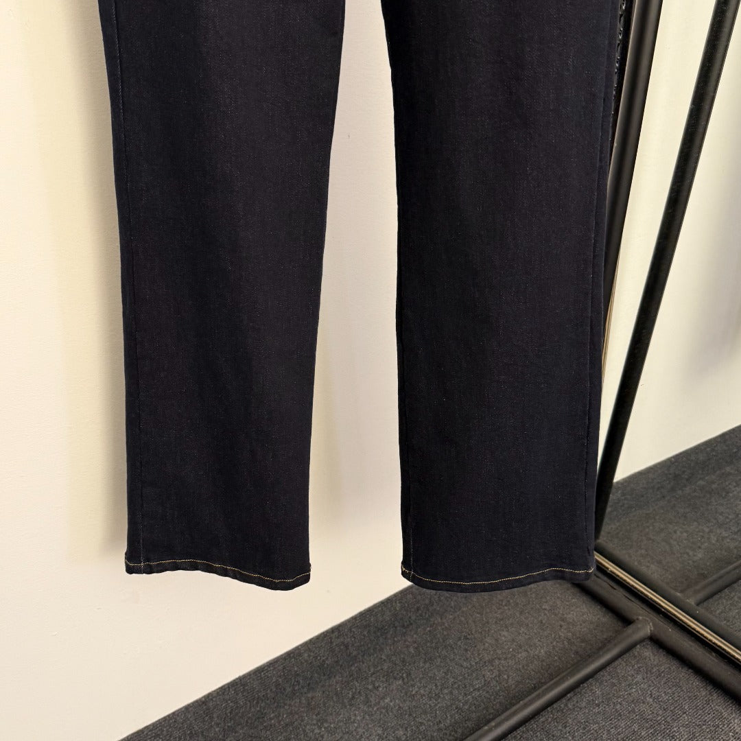 High-waisted straight-leg jeans