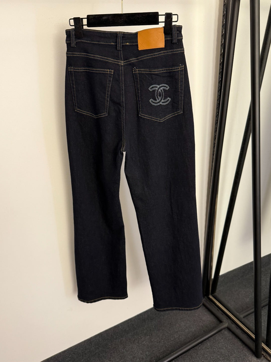 High-waisted straight-leg jeans