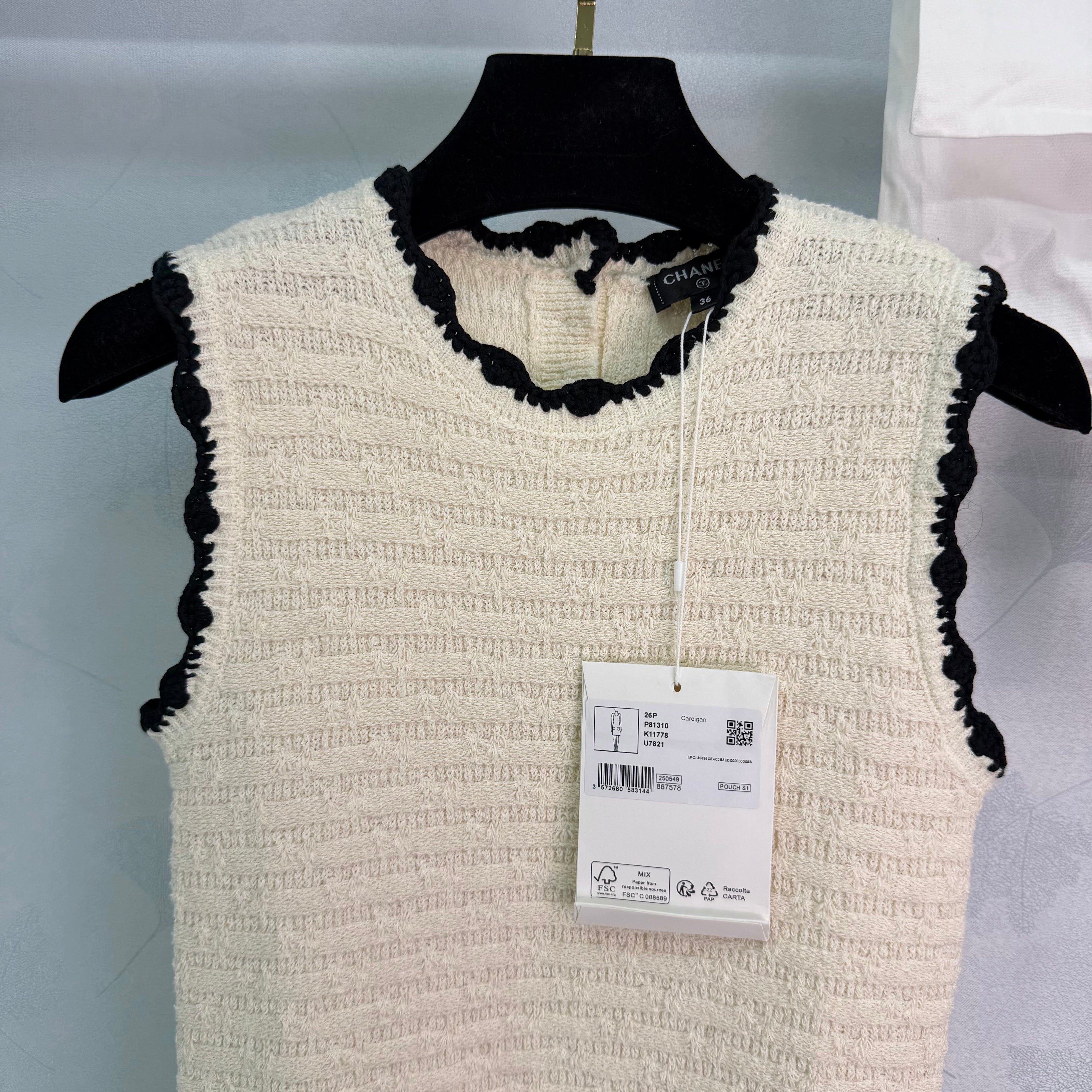 Color-blocked woven round neck knit vest dress
