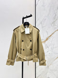 Short trench coat with bee embroidery