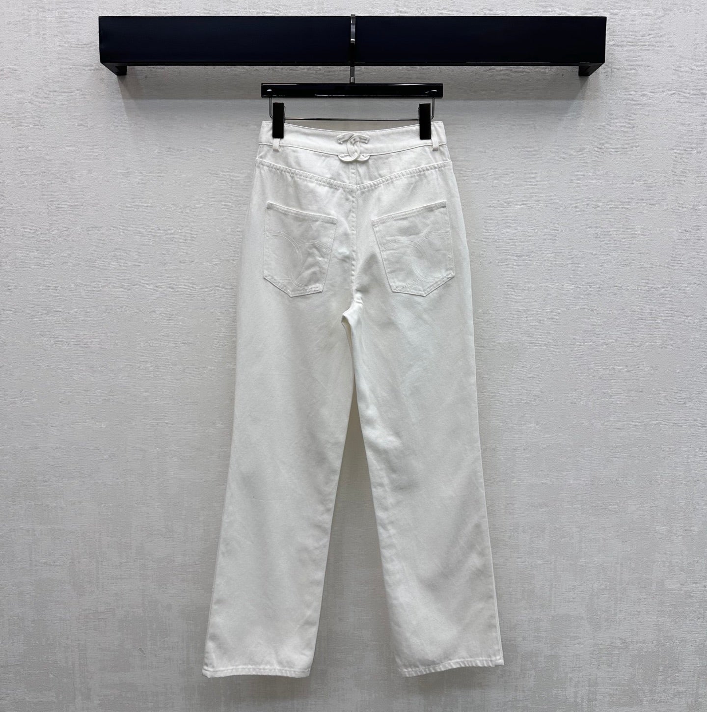 Embroidered Straight-Leg Denim Pants