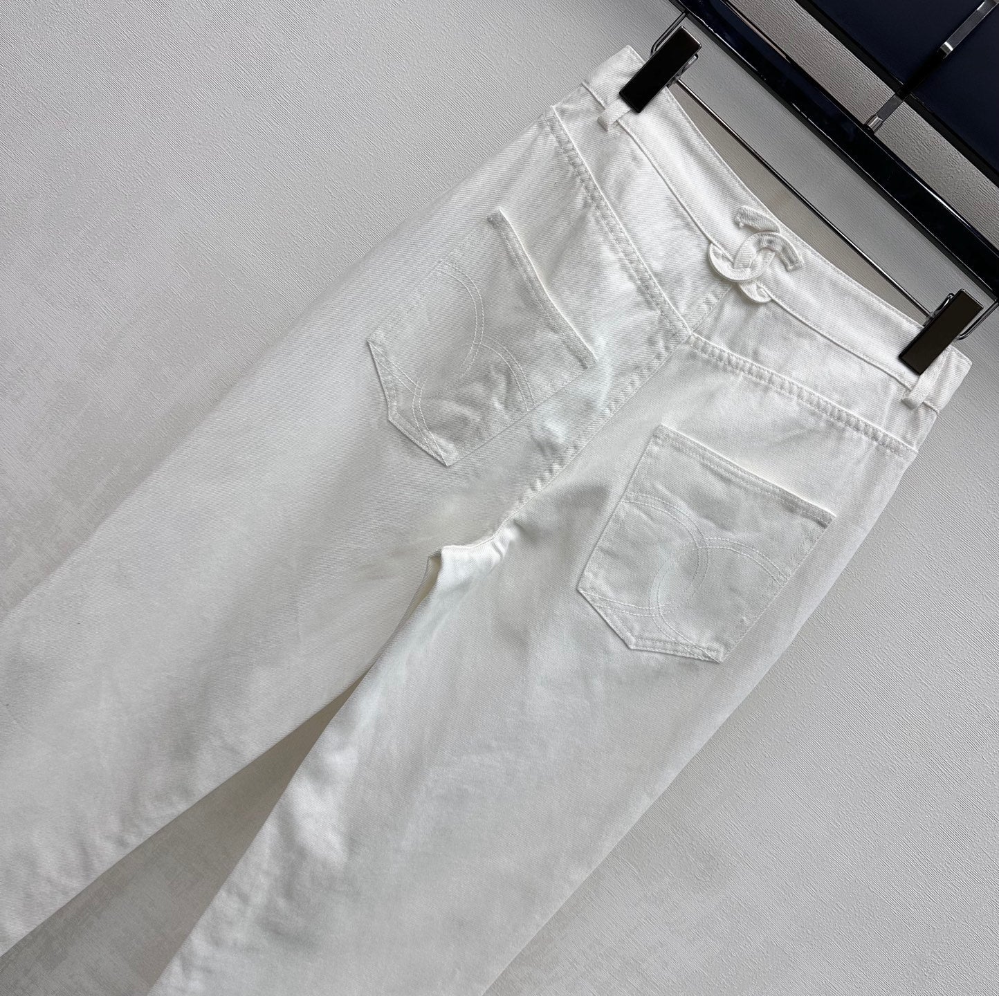 Embroidered Straight-Leg Denim Pants