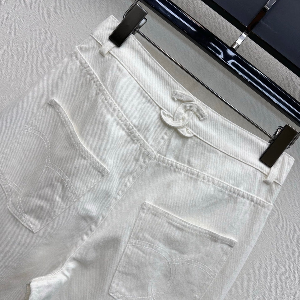 Embroidered Straight-Leg Denim Pants