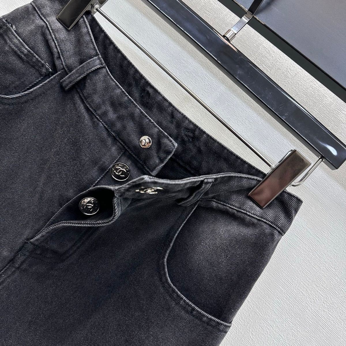 Embroidered Straight-Leg Denim Pants