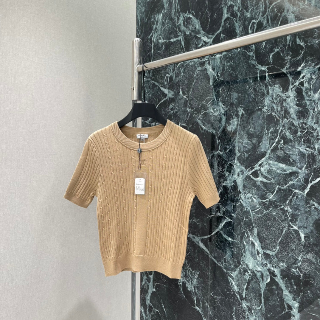Cable Knit Short-Sleeve Top