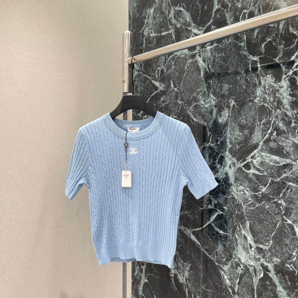Cable Knit Short-Sleeve Top