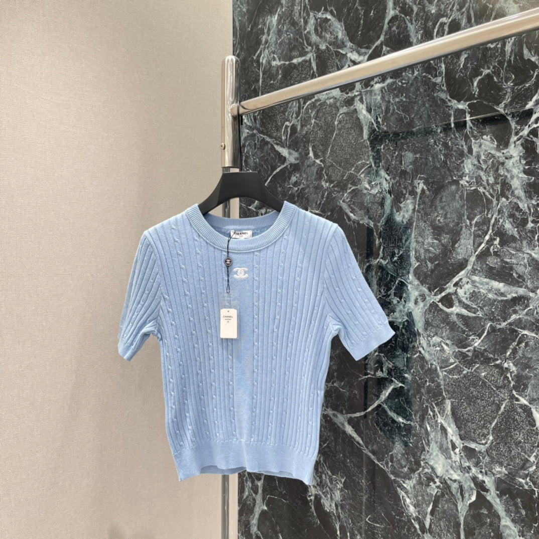 Cable Knit Short-Sleeve Top