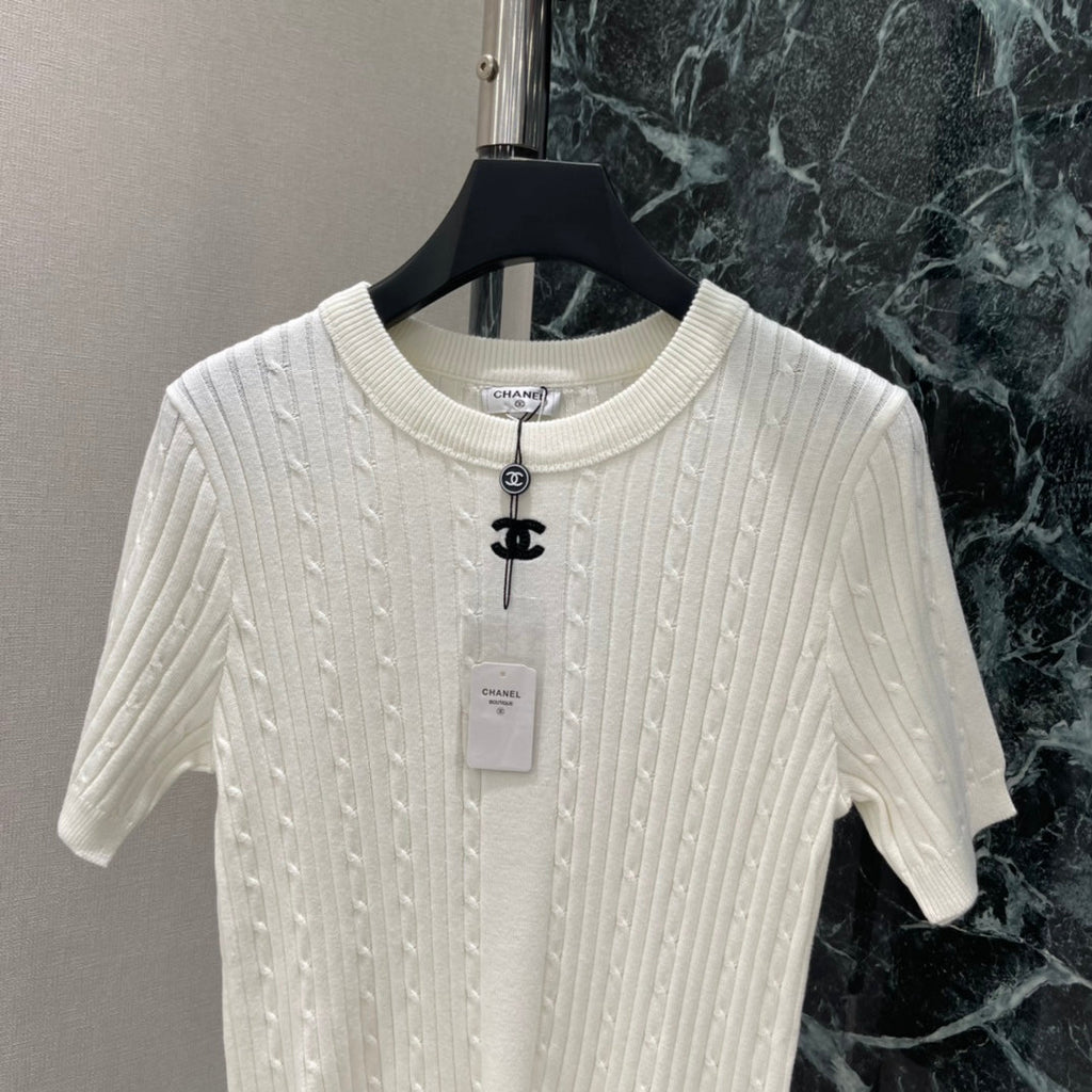 Cable Knit Short-Sleeve Top