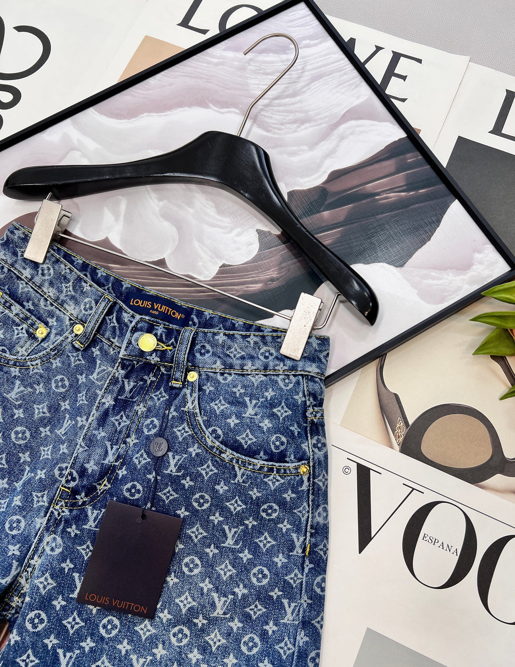 All-over logo jacquard denim shorts