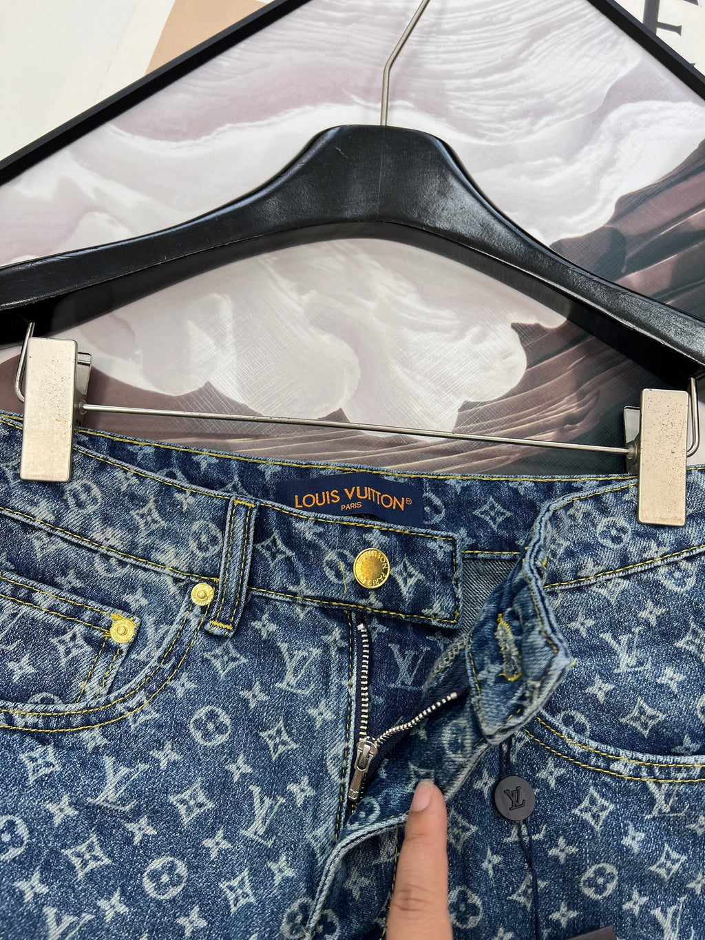 All-over logo jacquard denim shorts