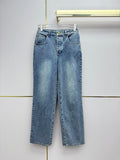 Straight-leg jeans with gold buttons