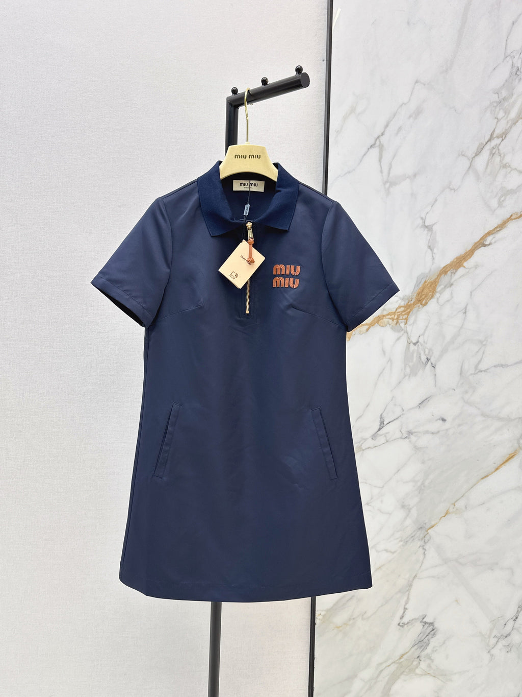 Letter-Embellished Collared Dress