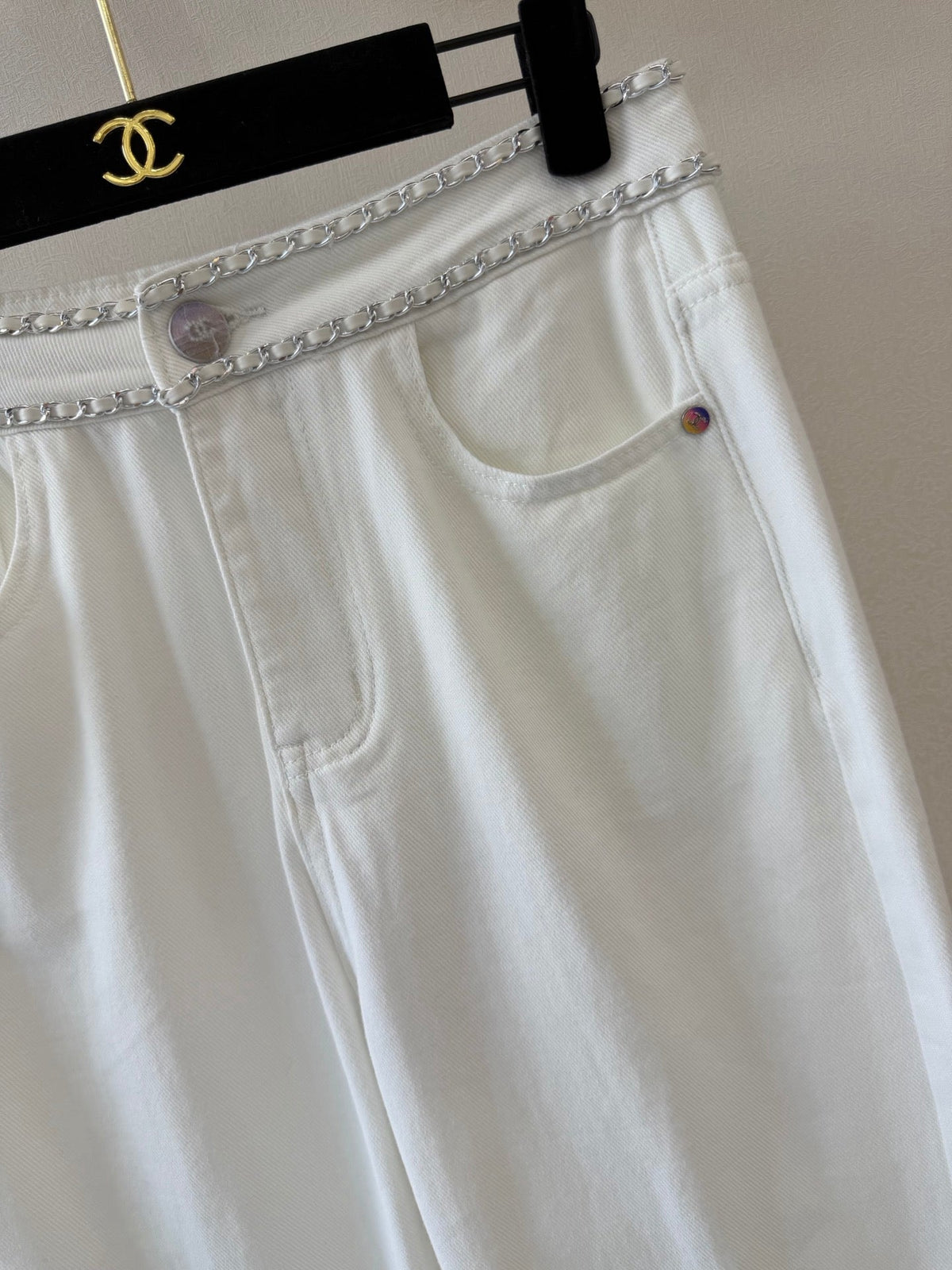 Straight-Leg Trousers with Chain Belt