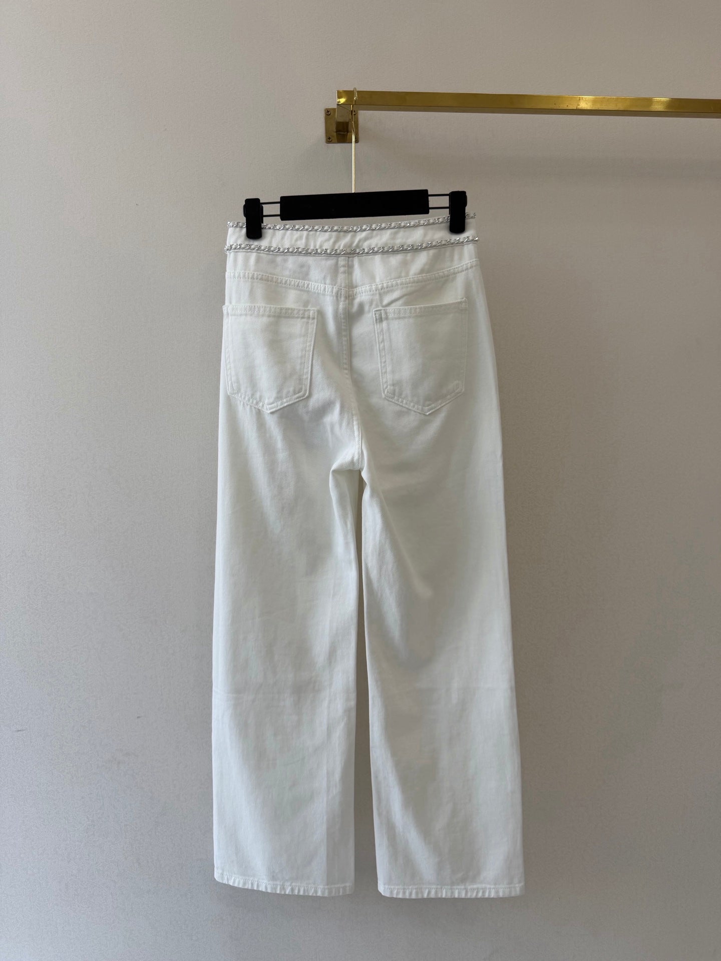 Straight-Leg Trousers with Chain Belt