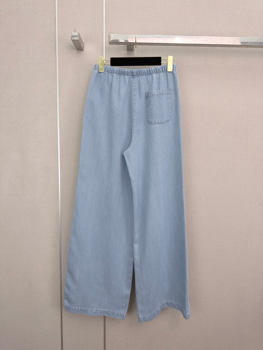 26SS New Arrival: Cutout Elastic-Waist Wide-Leg Denim Pants