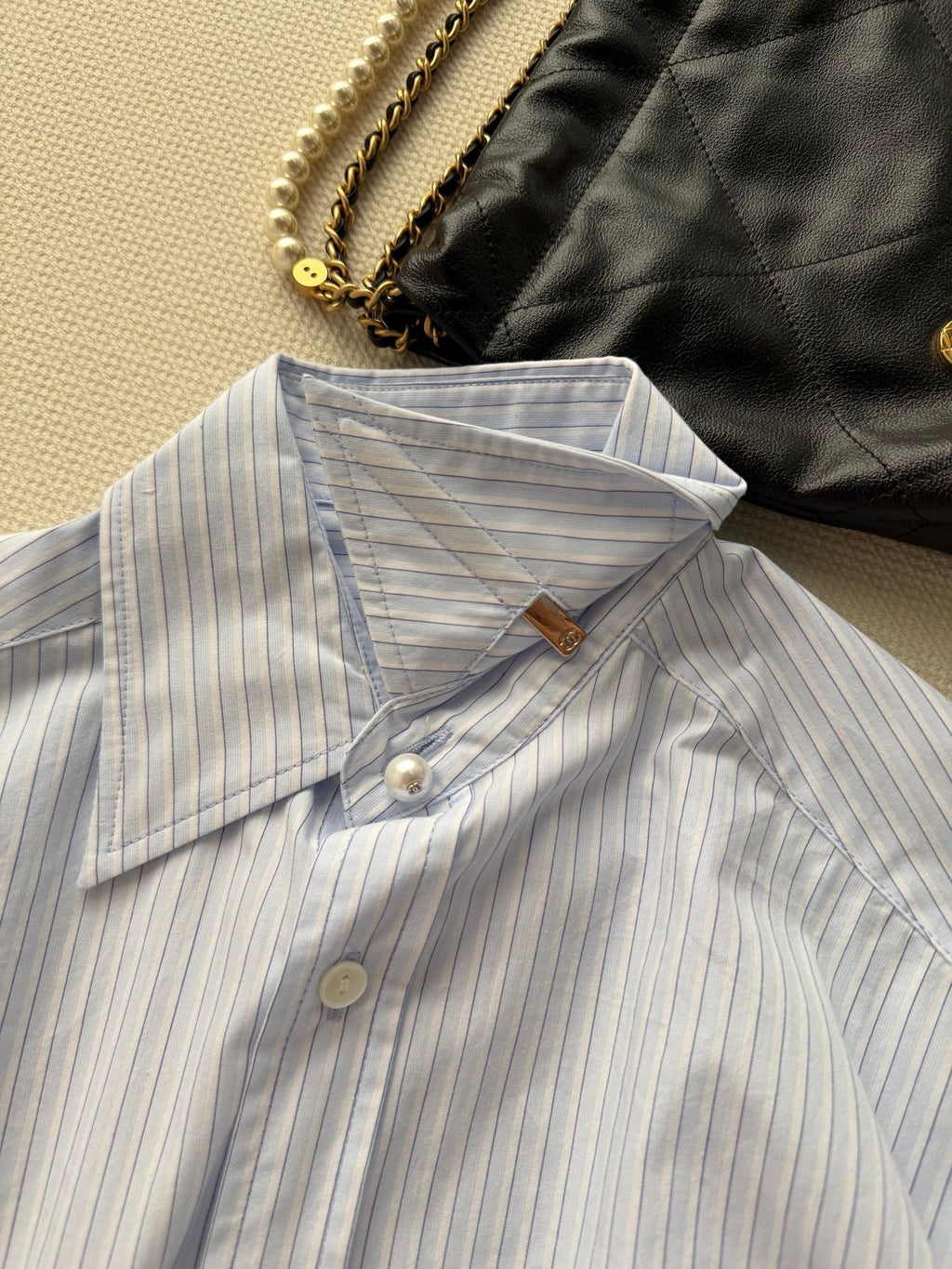Light Blue Striped Long Shirt