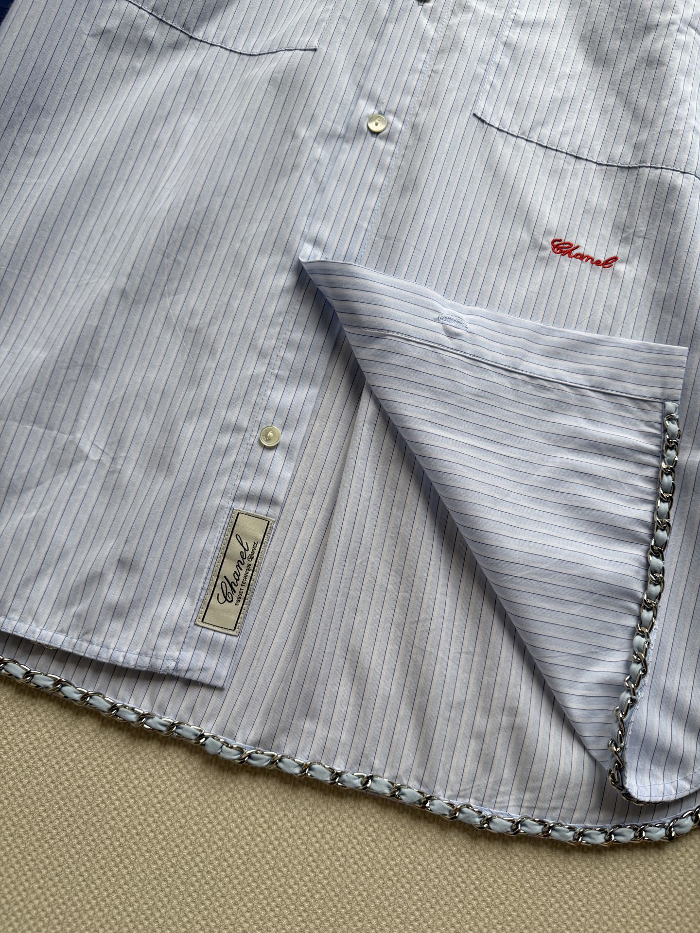 Light Blue Striped Long Shirt