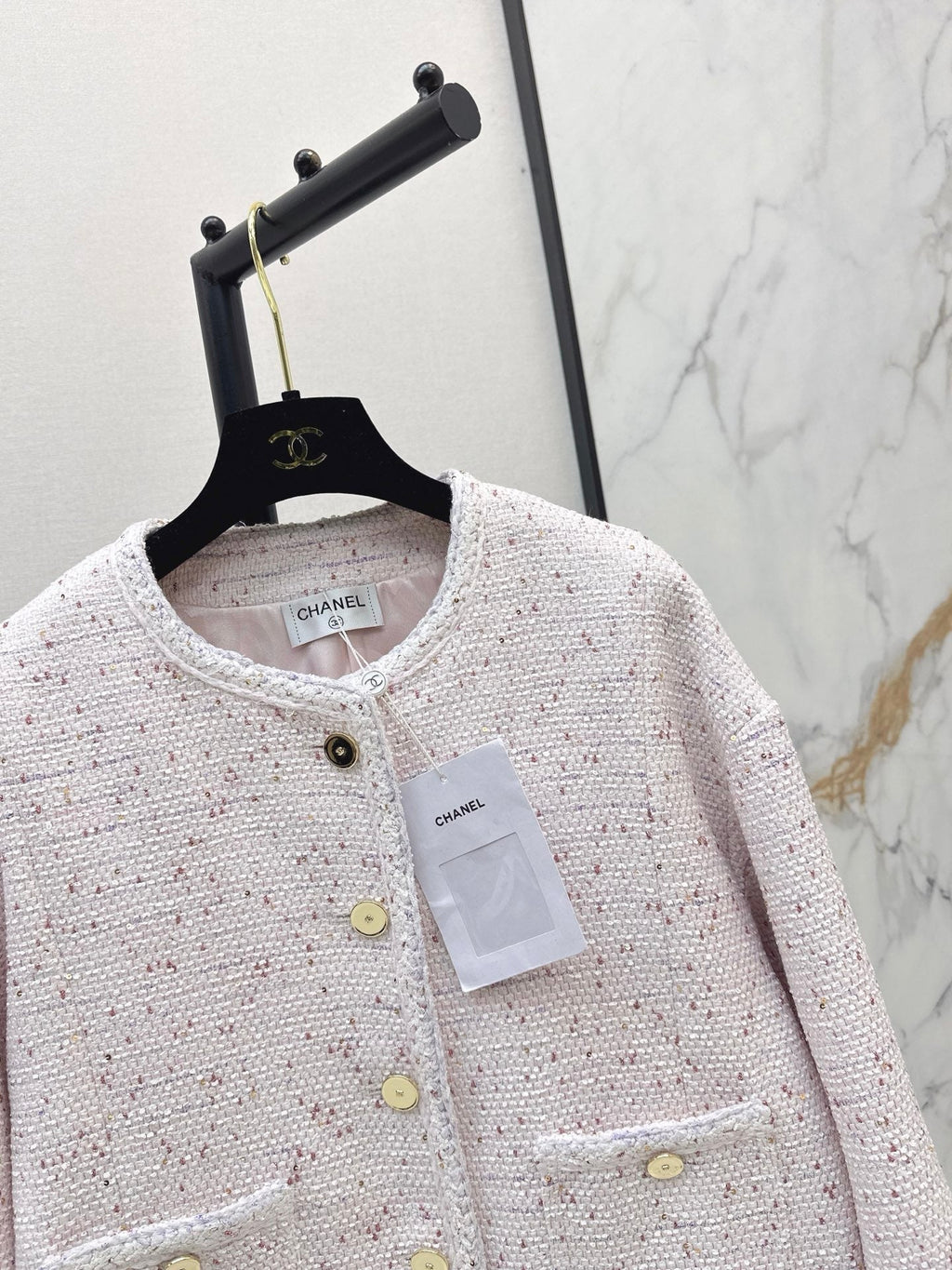 Elegant Woven Crew Neck Jacket