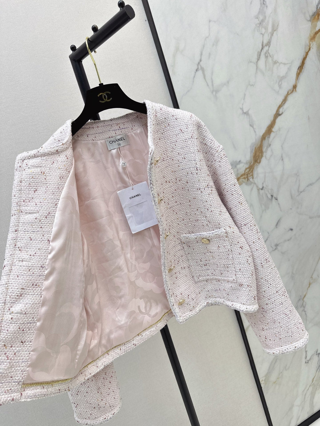 Elegant Woven Crew Neck Jacket