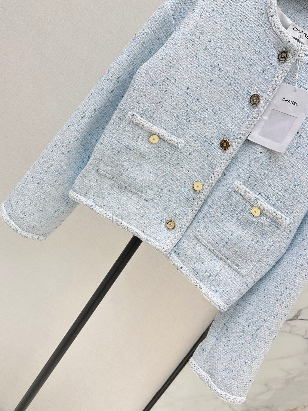 Elegant Woven Crew Neck Jacket