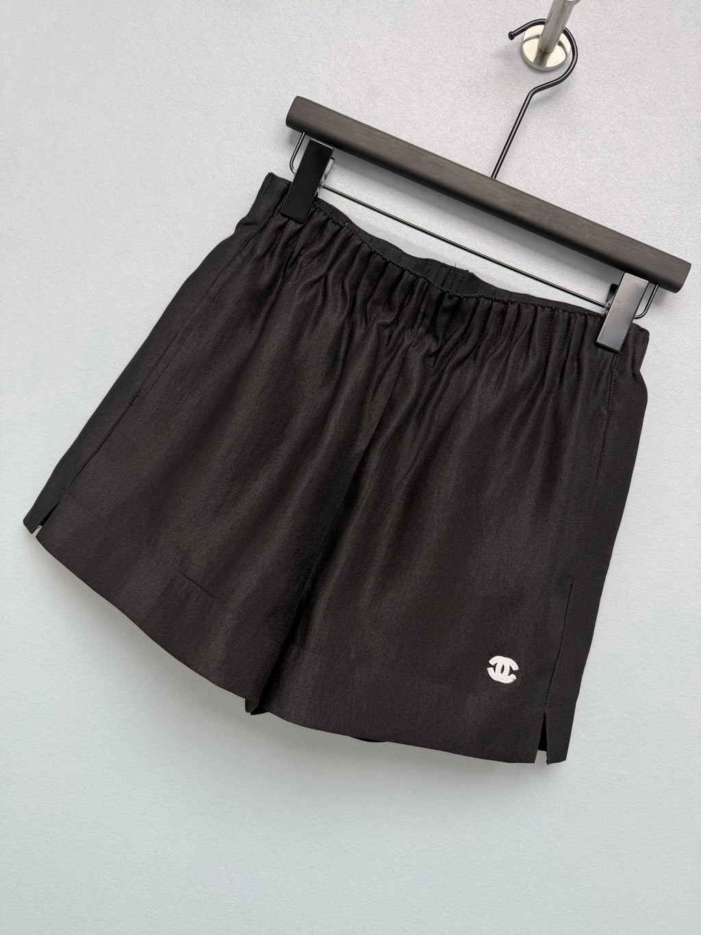 Satin Elastic Waist Embroidered Shorts