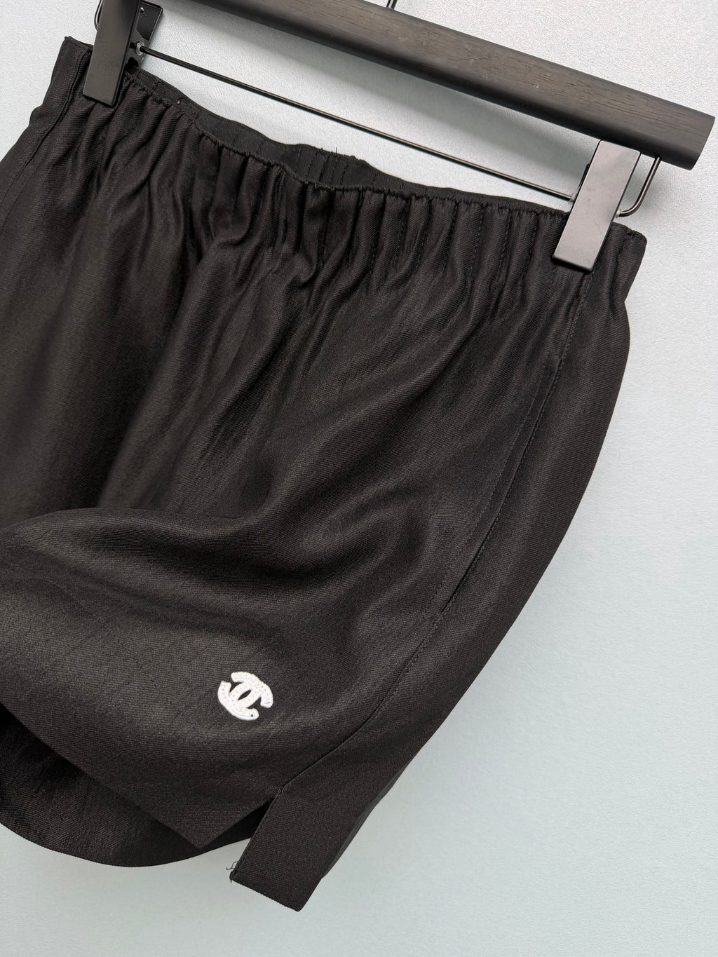 Satin Elastic Waist Embroidered Shorts