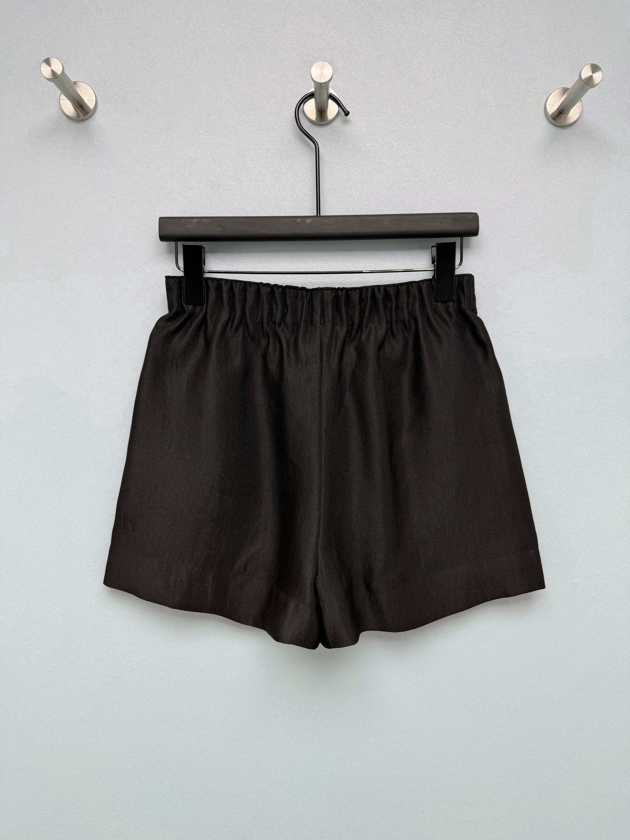 Satin Elastic Waist Embroidered Shorts