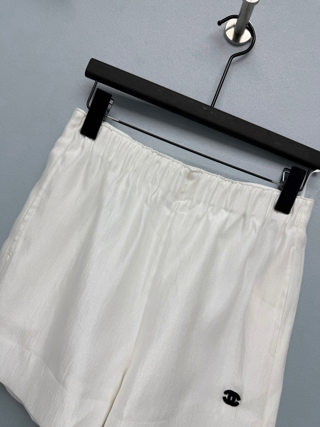 Satin Elastic Waist Embroidered Shorts
