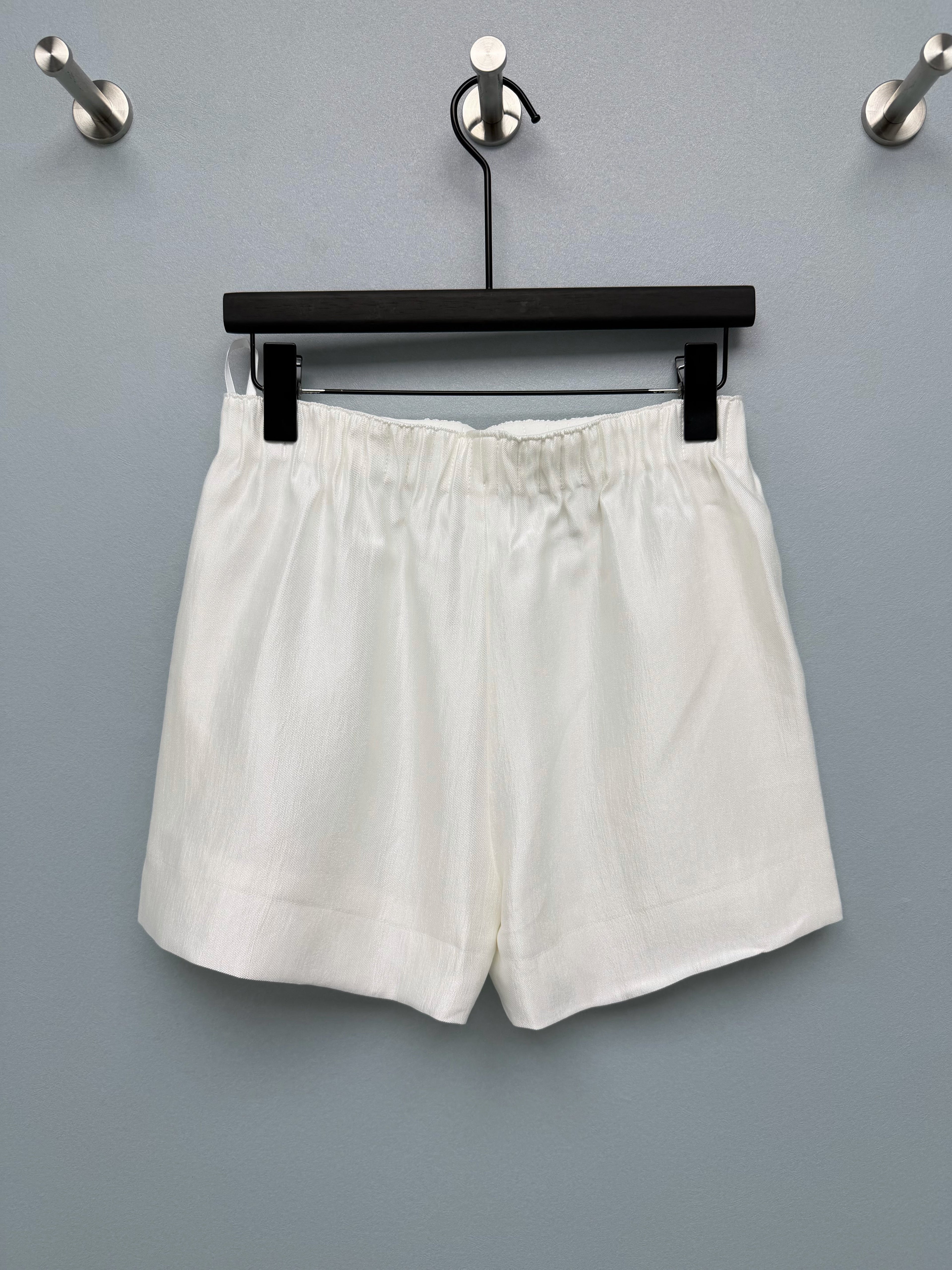 Satin Elastic Waist Embroidered Shorts